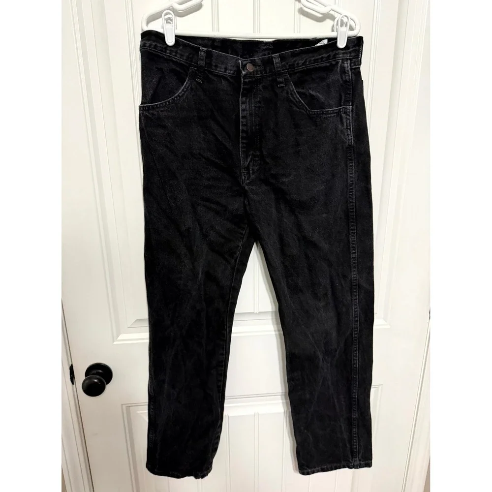 Rustler Jeans Mens 34x32 Black Straight Leg Regular Fit Denim Cotton